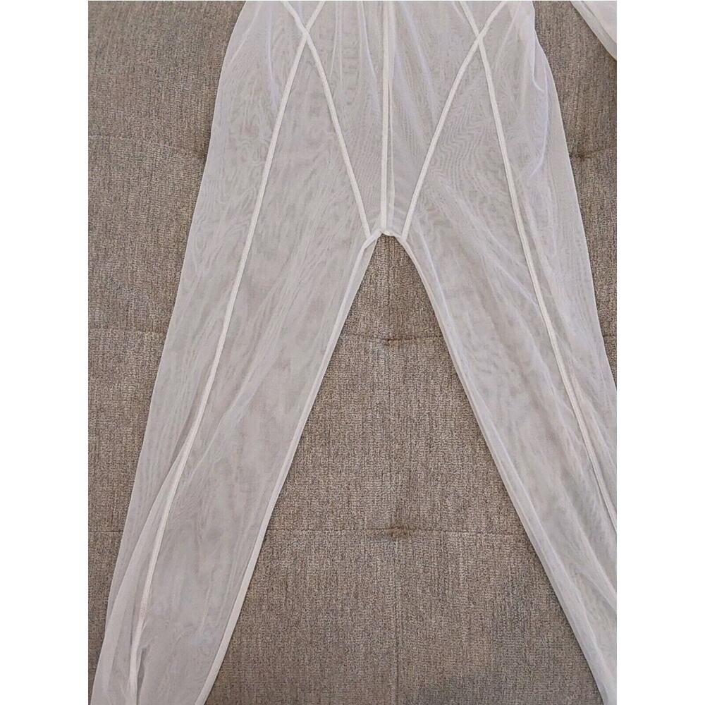 Skims Fine Mesh Catsuit Marble White Festival Hacker Avant-garde Lingerie XL NWT - Picture 3 of 6